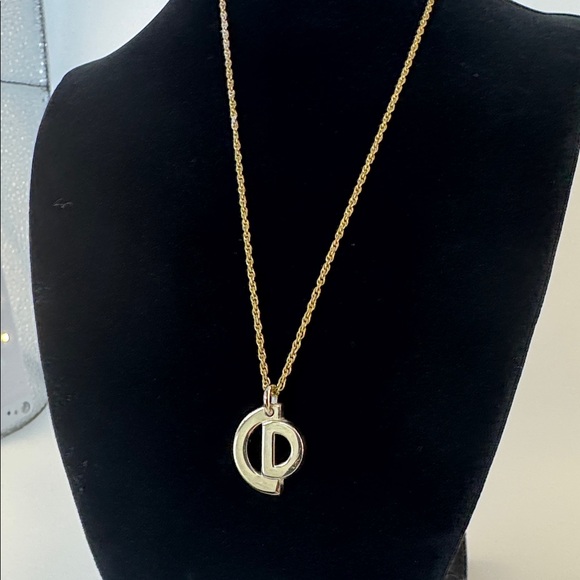 Christian Dior CD Logo Pendant Necklace 1970s–80s Germany Vintage Rope Chain - Picture 1 of 13